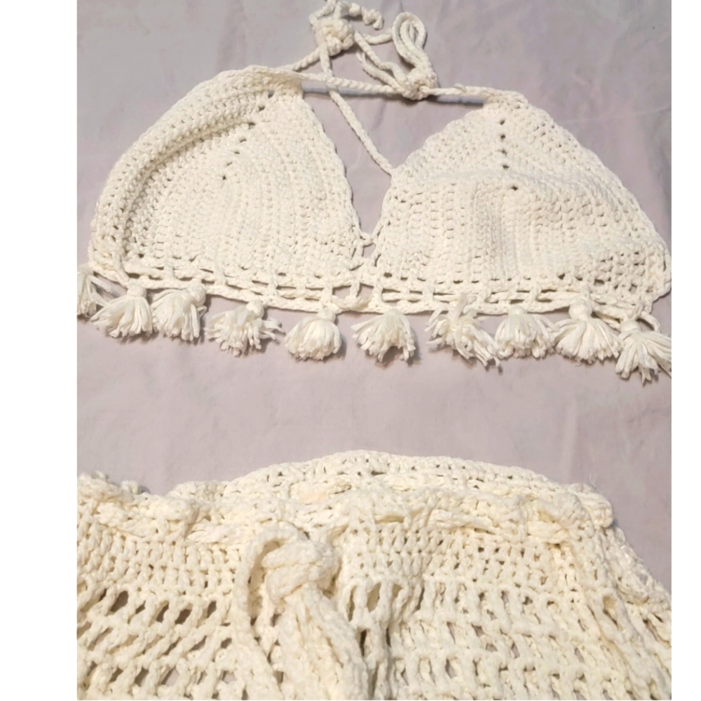 Crochet two piece cover up Swimwear